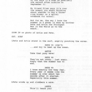 First page of the 'What We Did on Our Summer Vacation' script