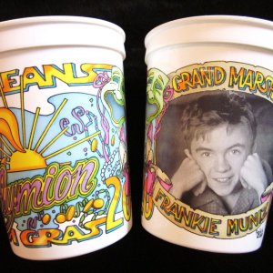 Special Frankie Muniz cups made for the 2001 New Orleans Mardi Gras parade