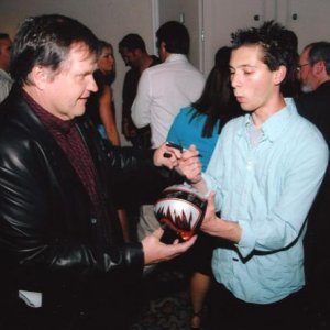 Justin Berfield with Meat Loaf snapped at some event
