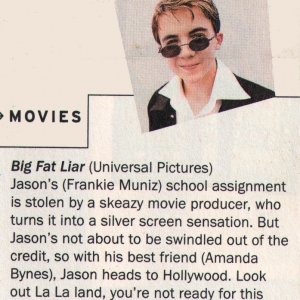Frankie Muniz, 'Big Fat Liar', unknown magazine, 2002