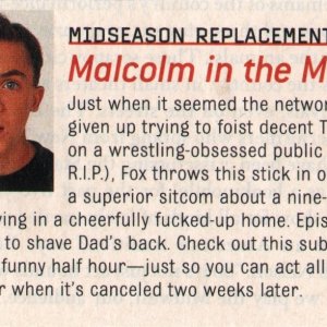 Malcolm in the Middle review, unknown magazine, early 2000