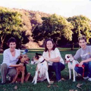Justin Berfield with his dogs, among them Diva