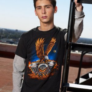 Justin Berfield posing: eagle shirt 1