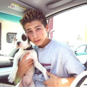 Justin Berfield with his young dog Diva
