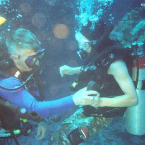 Justin scuba diving with Jason Felts