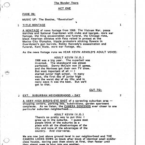 'The Wonder Years' original 1987 pilot script - page 2