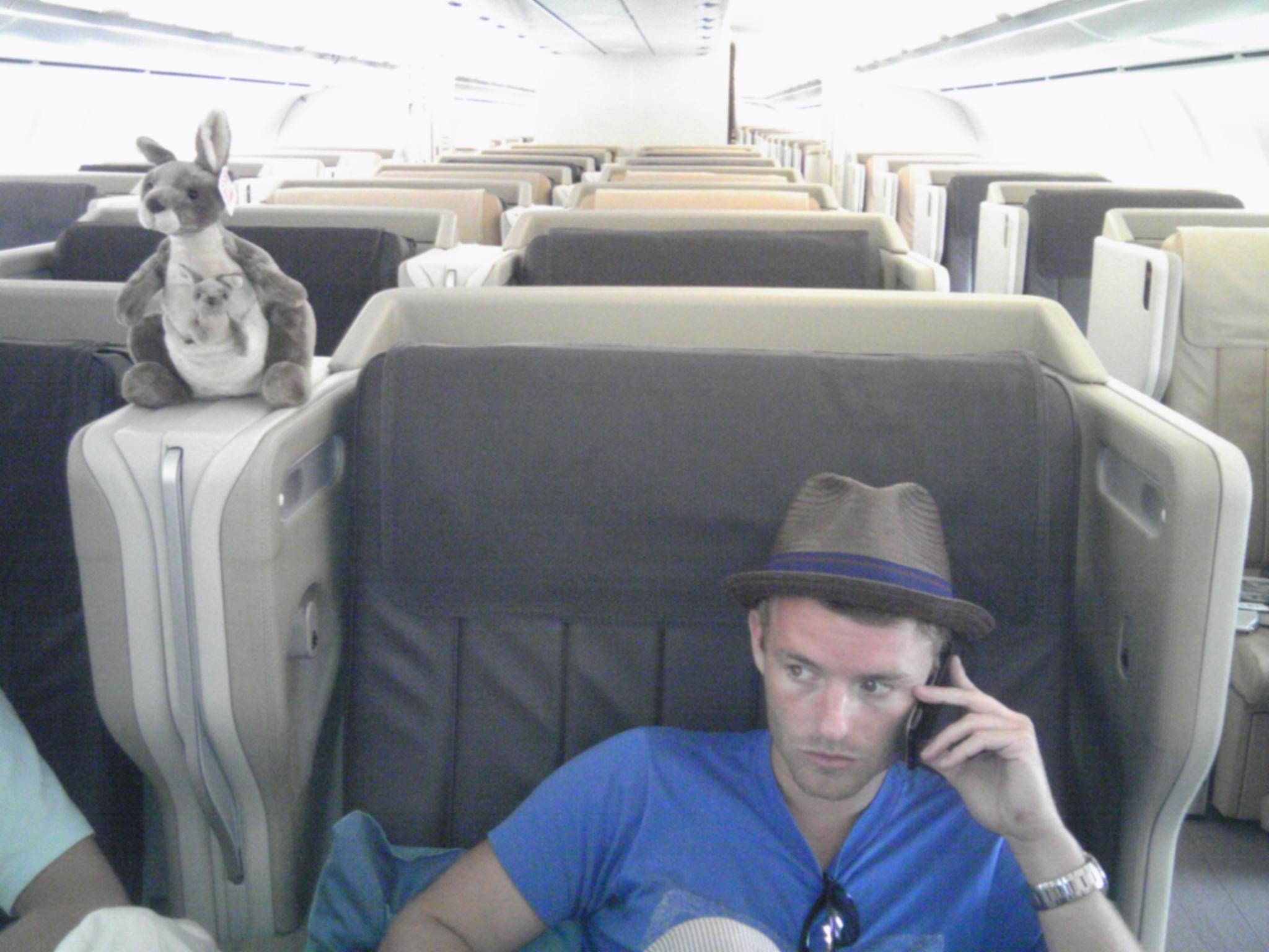 Chris Masterson on Plane Back From Singapore With Chinese Kangaroo