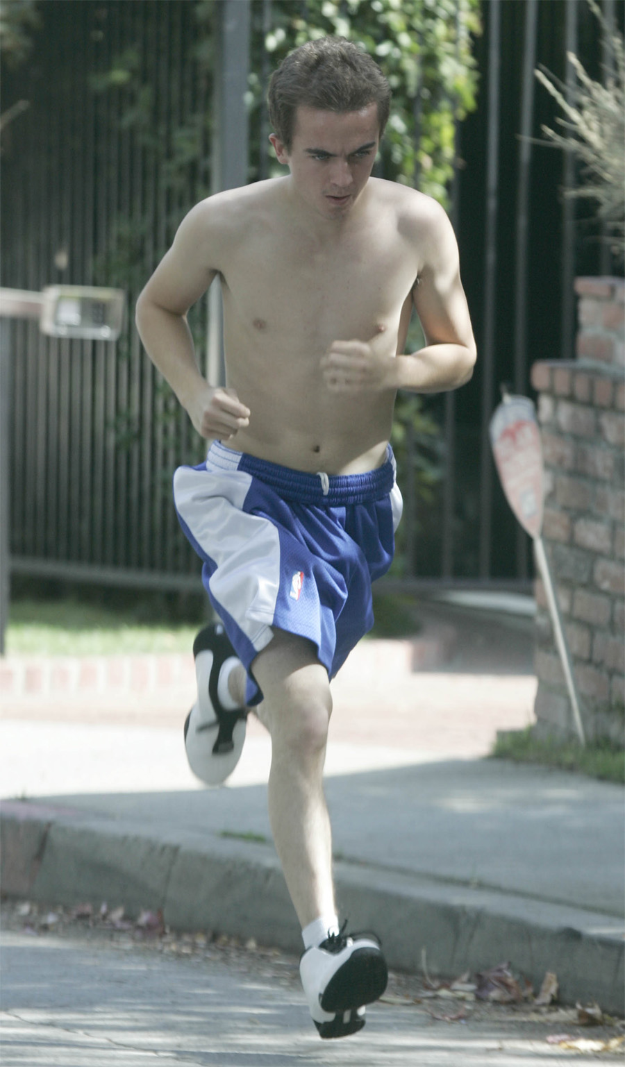 Frankie Muniz Jogging Shirtless
