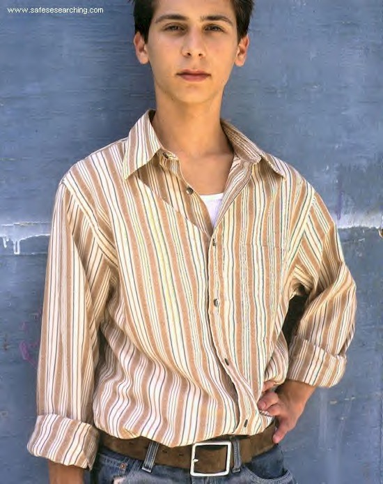 Justin Berfield posing: striped shirt 2