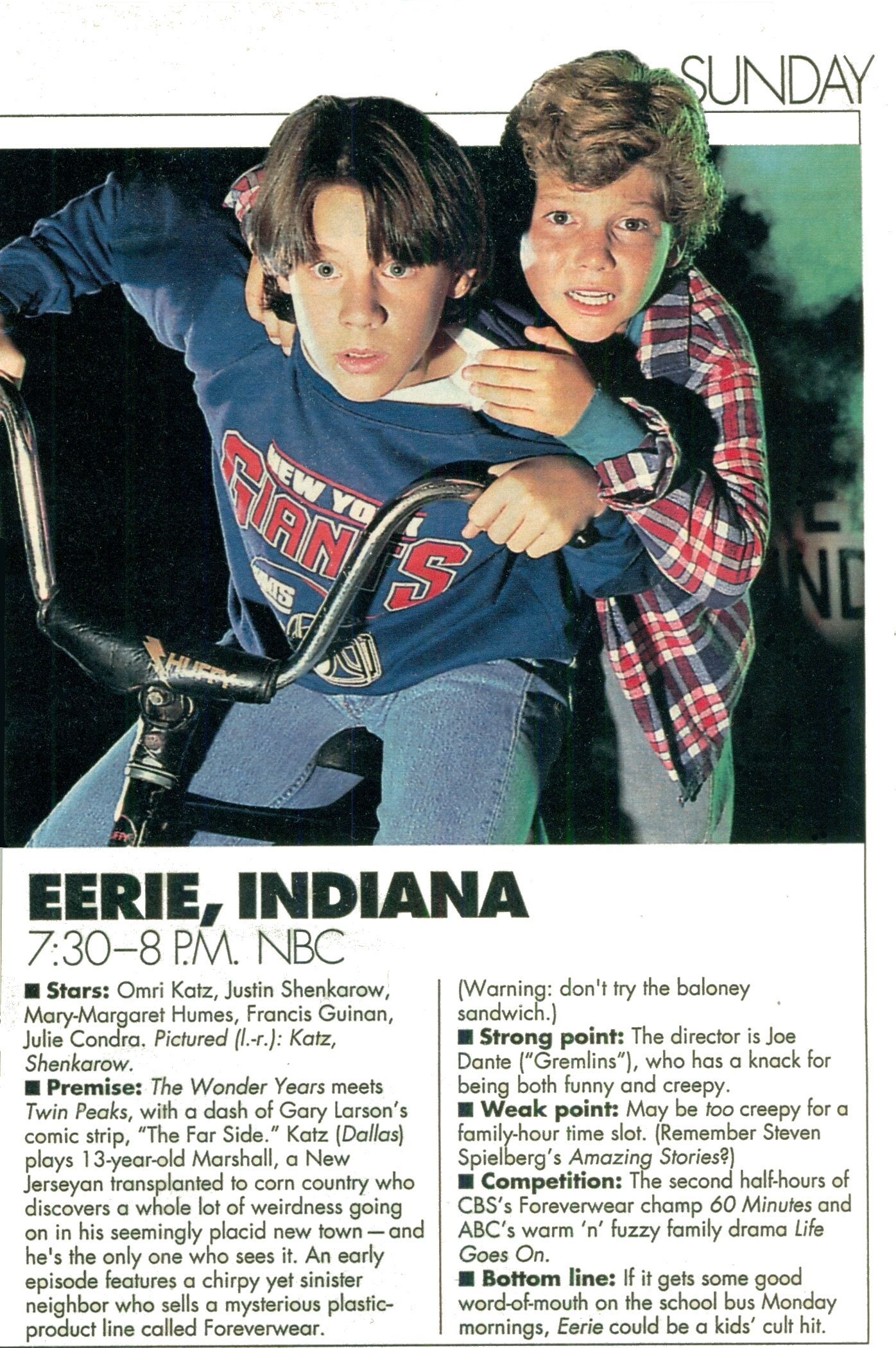 &quot;Eerie, Indiana&quot;, TV Guide magazine article, September 1991