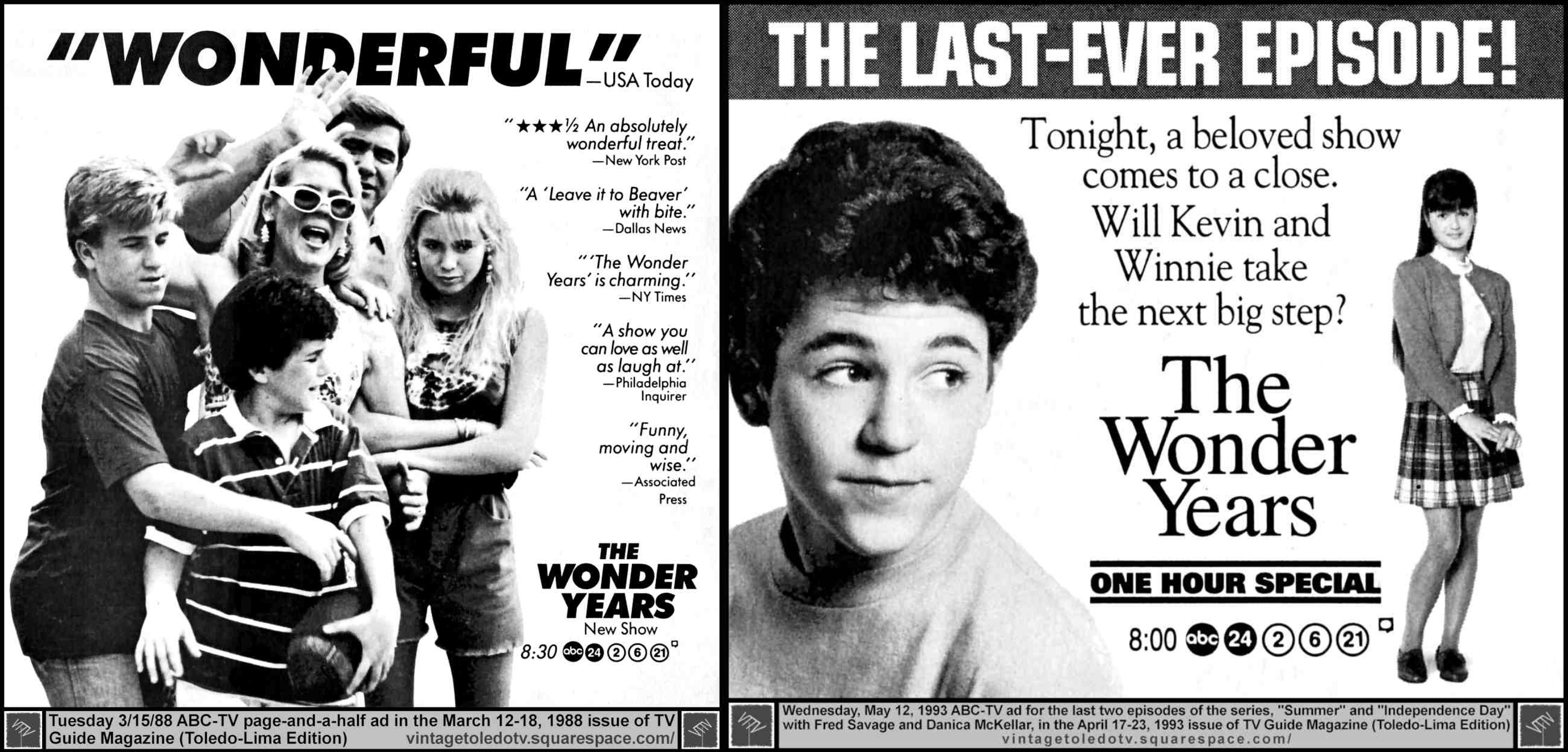 'The Wonder Years' TV Guide magazine ad for first and final episode