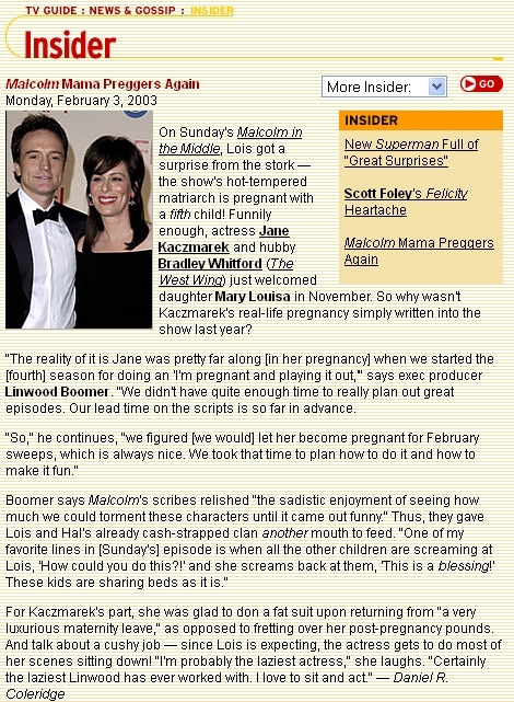 TV Guide online, February 3, 2003