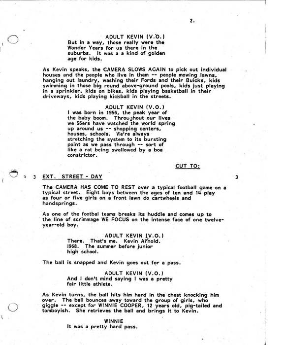 'The Wonder Years' original 1987 pilot script - page 3 - Malcolm in the ...